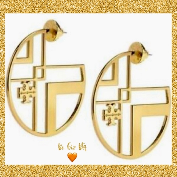 🆕 Tory Burch Authentic Gold Hoop Earrings At Awesome Prices To Buy Now & Save - Picture 9 of 14